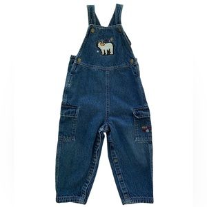 VTG Circo Overalls Denim Cargo Adjustable Straps One Piece Bear Blue Size 24M